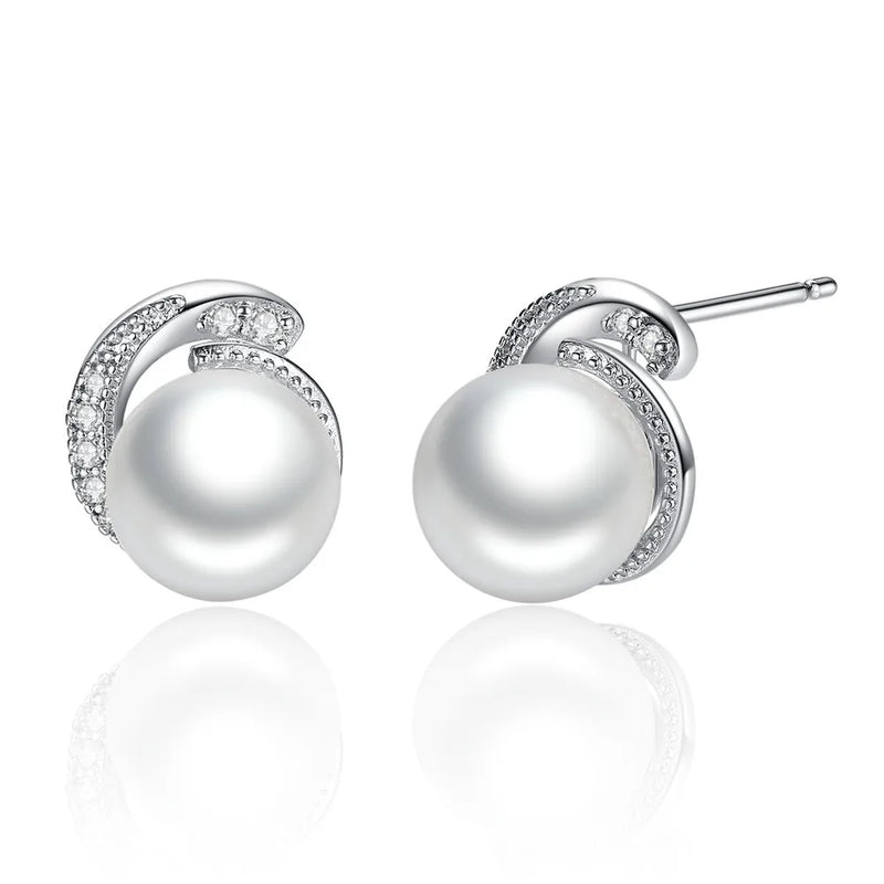 925 Silver Mini Shell Bead Ear Studs Earrings for Women
