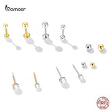 925 Silver Mini Shell Bead Ear Studs Earrings for Women