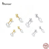 925 Silver Mini Shell Bead Ear Studs Earrings for Women