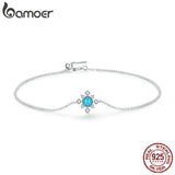 925 Silver Turquoise Bracelet for Women Adjustable Cross Bangle