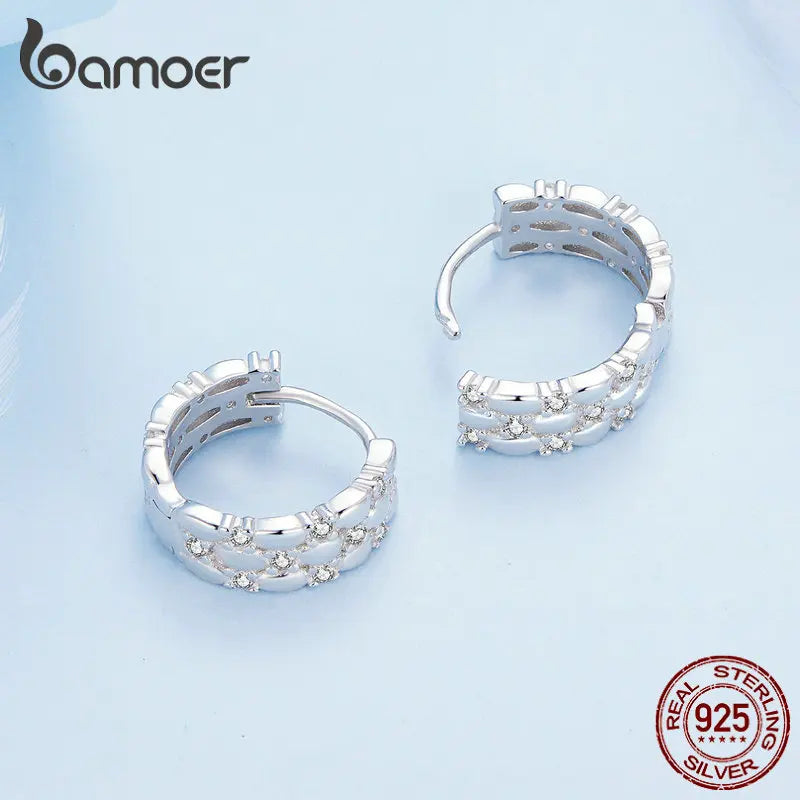 925 Sterling Silver Twisted Ear Buckles Vintage Hoop Earrings