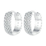 925 Silver Twisted Ear Buckles Vintage Hoop Earrings Wedding Jewelry