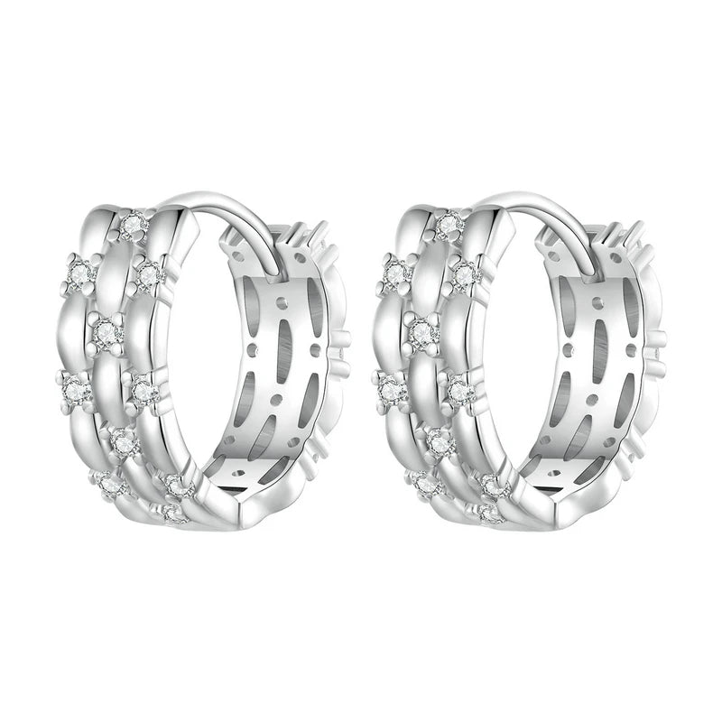 925 Sterling Silver Twisted Ear Buckles Vintage Hoop Earrings
