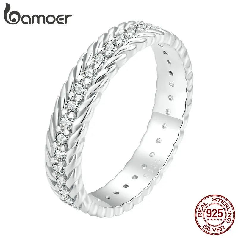 925 Silver Twisted Eternity Band CZ Ring
