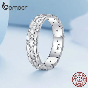 925 Silver Zircon Eternity Band Ring for Women Birthday Gift CZ Jewelry