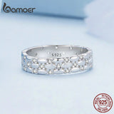 925 Silver Zircon Eternity Band Ring for Women Birthday Gift CZ Jewelry