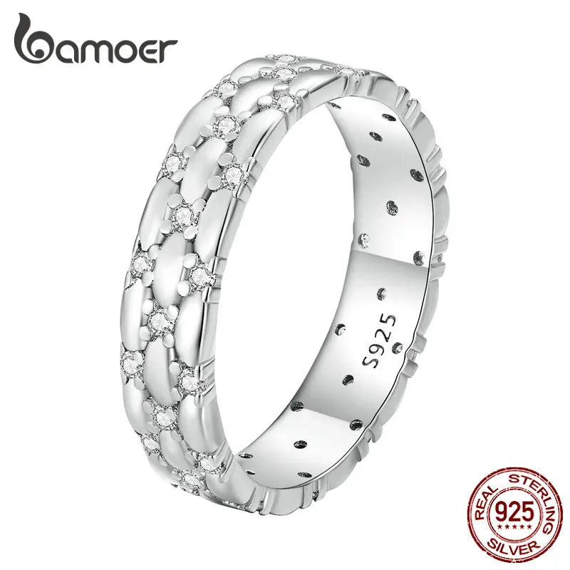 925 Silver Zircon Eternity Band Ring for Women Birthday Gift CZ Jewelry