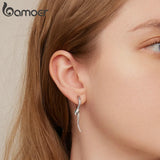 925 Silver Snake Ear Buckles Green Zircon Hoop Earrings for Women