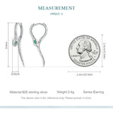 925 Silver Snake Ear Buckles Green Zircon Hoop Earrings for Women