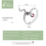 925 Silver Snake & Rose Personality Ring Women Statement Ring