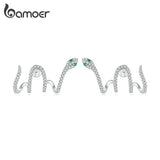 925 Silver Snake Stud Earrings Multi-layer Pave Setting Zircon YIE224