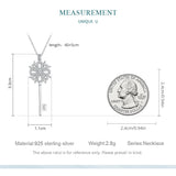 925 Sterling Silver Snowflake Key Pendant Necklace for Women