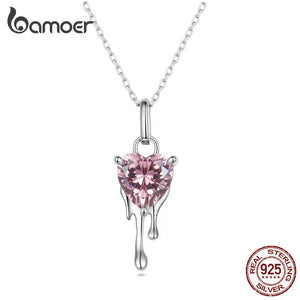 925 Silver Sparkling Heart Pendant Necklace for Women