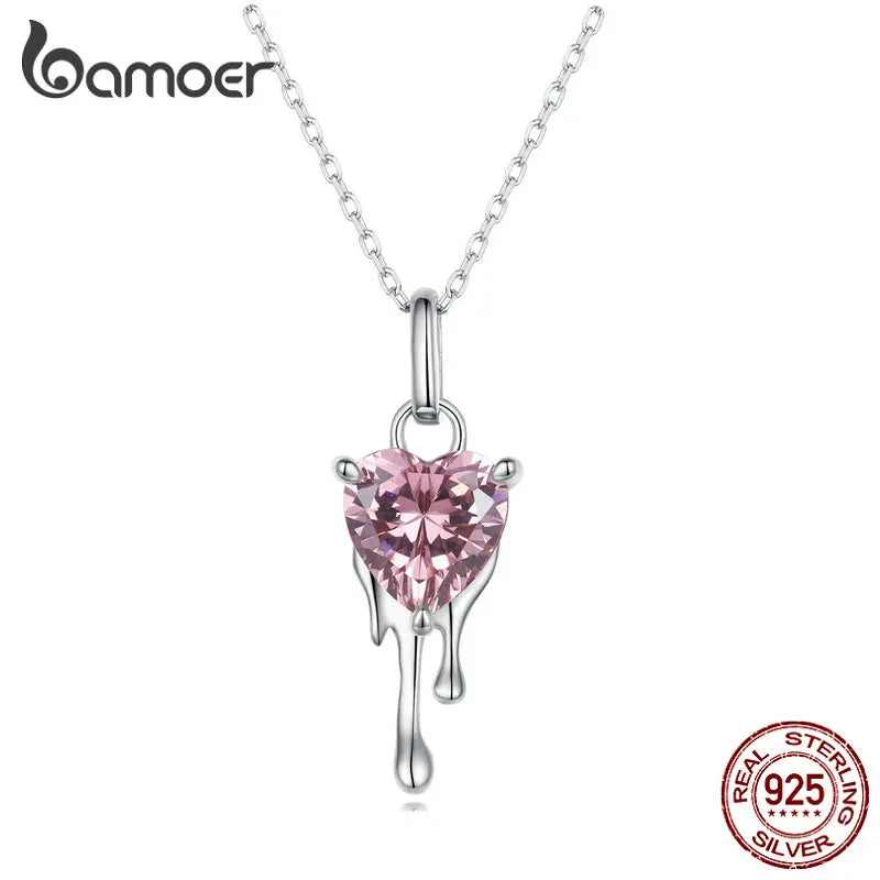 925 Silver Sparkling Heart Pendant Necklace for Women