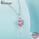 925 Silver Sparkling Heart Pendant Necklace for Women
