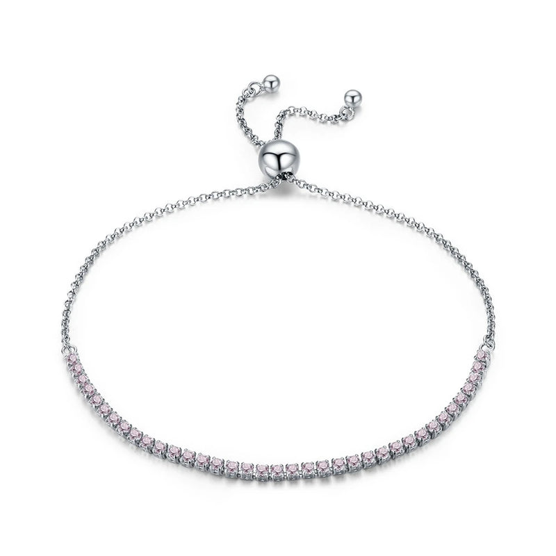 925 Silver Sparkling Strand Bracelet Women Tennis Jewelry SCB029