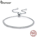 925 Silver Sparkling Strand Bracelet Women Tennis Jewelry SCB029