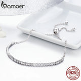 925 Silver Sparkling Strand Bracelet Women Tennis Jewelry SCB029