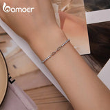 925 Silver Square Zircon Bracelet O-Chain Link Splice Bracelet for Women BSB102