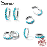 Bamoer 925 Silver Turquoise Ear Buckles for Women