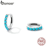 Bamoer 925 Silver Turquoise Ear Buckles for Women