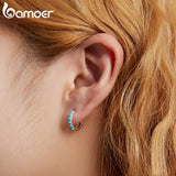 Bamoer 925 Silver Turquoise Ear Buckles for Women