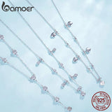 925 Silver Clavicle Necklace with Zircon Platinum Plating