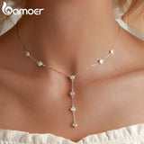 925 Silver Clavicle Necklace with Zircon Platinum Plating