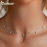 925 Silver Clavicle Necklace with Zircon Platinum Plating