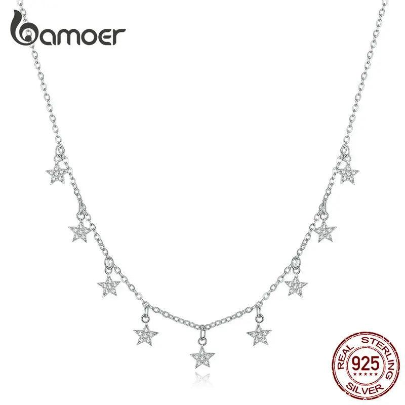 925 Silver Stackable Stars Choker Necklace BSN116