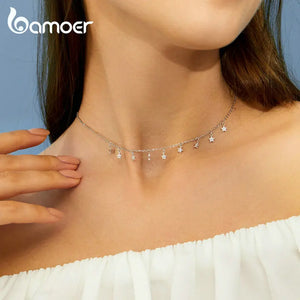 925 Silver Stackable Stars Choker Necklace BSN116
