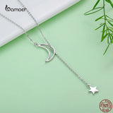 925 Silver Star & Moon Pendant Necklace for Women
