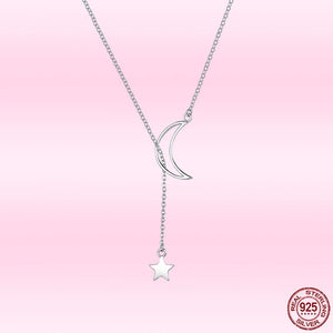 925 Silver Star & Moon Pendant Necklace for Women