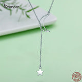 925 Silver Star & Moon Pendant Necklace for Women
