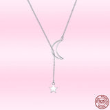 925 Silver Star & Moon Pendant Necklace for Women
