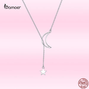 925 Silver Star & Moon Pendant Necklace for Women