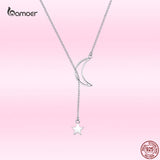 925 Silver Star & Moon Pendant Necklace for Women