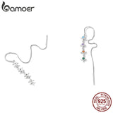 925 Silver Starry Zircon Long Tassel Earrings for Women - Beach Party Gift