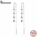 925 Silver Starry Zircon Long Tassel Earrings for Women - Beach Party Gift