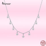 925 Silver Stars Choker Necklace for Women Wedding Jewelry GAN116