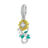 925 Silver Sunflower Charm Bead Pendant for Bracelet Jewelry