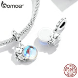 925 Silver Moon & Astronaut Pendant for Bracelet - Space Theme Jewelry