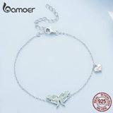 925 Silver Wizard Of Oz Mint Green Butterfly Bracelet CZ Women Gift