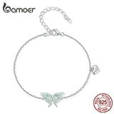 925 Silver Wizard Of Oz Mint Green Butterfly Bracelet CZ Women Gift