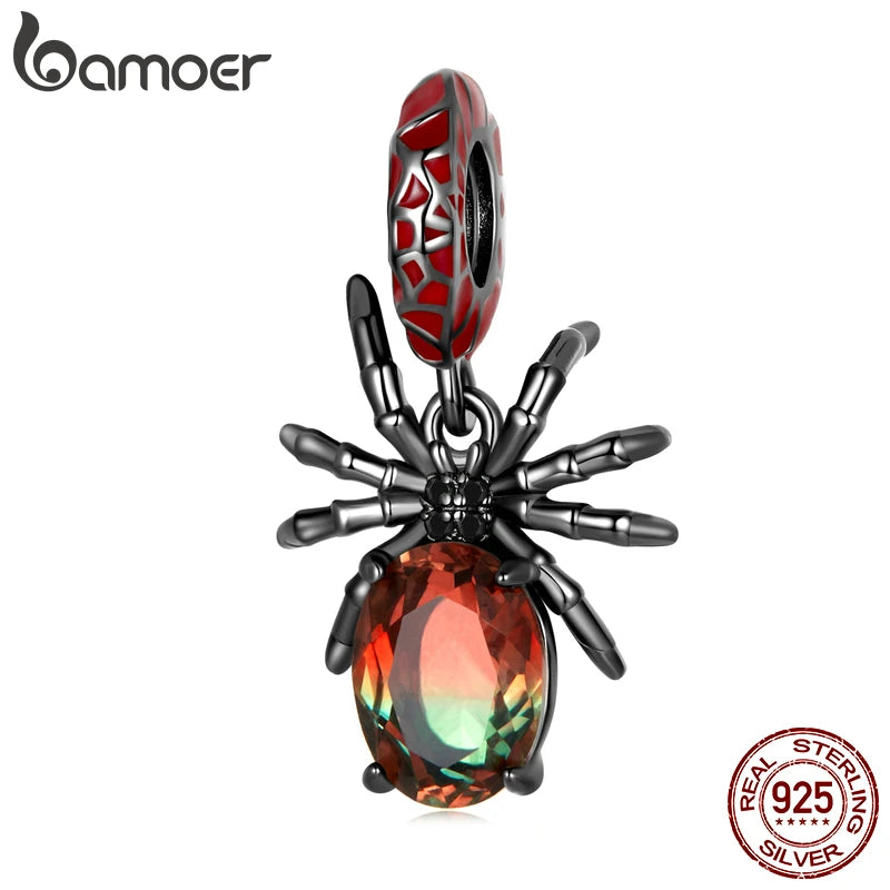 925 Silver Glass Spider Pendant for Bracelet Bangle
