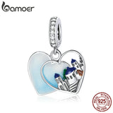 London Charm Pink Cable Car Zirconia Heart Beads Bracelet