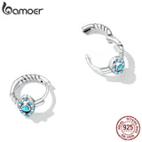 925 Silver Turquoise Demon Eye Ear Buckles Boho Hoop Earrings