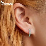 925 Silver Turquoise Half Hoop Women Earrings Bohemian Style Dainty Party Gift