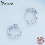 925 Silver Twine Hoop Earrings Mini Round Buckle Women Party Jewelry