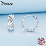 925 Silver Twine Hoop Earrings Mini Round Buckle Women Party Jewelry